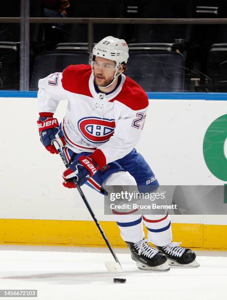 Jonathan Drouin of the Montreal Canadiens skates against the New York Islanders at the UBS Arena on January 14, 2023 in Elmont, New York.