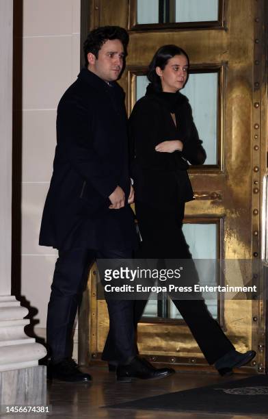 Felipe Juan Froilan and Victoria Federica de Marichalar leave the restaurant where a dinner was held, January 15 in Athens, Greece.