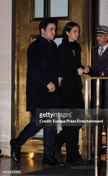 Felipe Juan Froilan and Victoria Federica de Marichalar leave the restaurant where a dinner was held, January 15 in Athens, Greece.