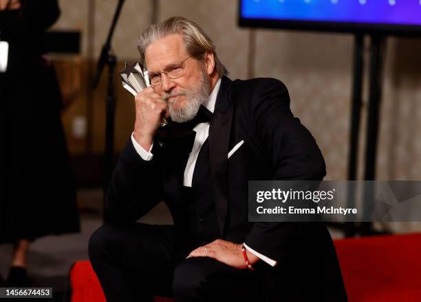 Jeff Bridges, winner of the Lifetime Achievement Award, poses in the press room during the 28th Annual Critics Choice Awards at Fairmont Century...