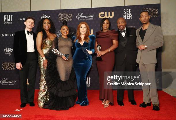 Chris Perfetti, Sheryl Lee Ralph, Quinta Brunson, Lisa Ann Walter, Janelle James, William Stanford Davis, and Tyler James Williams, winners of the...