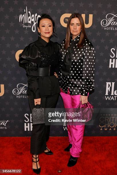 Domee Shi and Lindsey Collins attend the 28th Annual Critics Choice Awards at Fairmont Century Plaza on January 15, 2023 in Los Angeles, California.