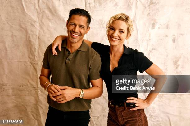 Jay Hernandez and Perdita Weeks of NBC's 'Magnum P.I.' pose for a portrait during the 2023 Winter Television Critics Association Press Tour at The...