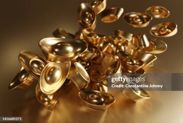 bunch of chinese yuanbao ingot - yuanbao stock pictures, royalty-free photos & images