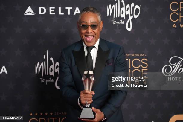 Giancarlo Esposito, winner of the Best Supporting Actor in a Drama Series for "Better Call Saul," poses in the press room at the 28th Annual Critics...