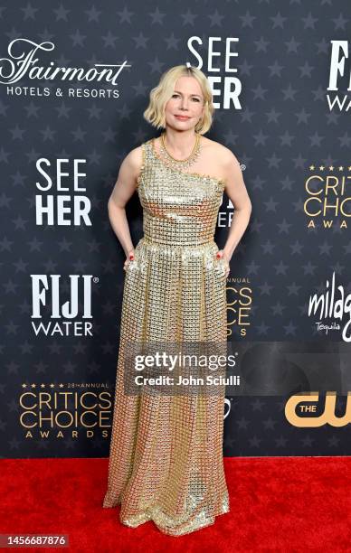 Michelle Williams with FIJI Water at the 28th Annual Critics' Choice Awards at Fairmont Century Plaza on January 15, 2023 in Los Angeles, California.