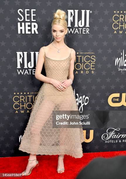 Anya Taylor-Joy with FIJI Water at the 28th Annual Critics' Choice Awards at Fairmont Century Plaza on January 15, 2023 in Los Angeles, California.