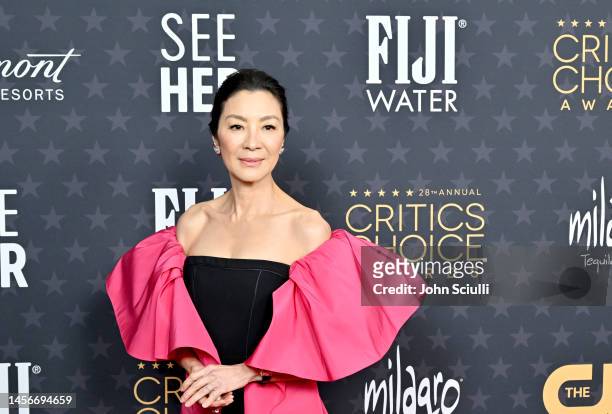 Michelle Yeoh with FIJI Water at the 28th Annual Critics' Choice Awards at Fairmont Century Plaza on January 15, 2023 in Los Angeles, California.