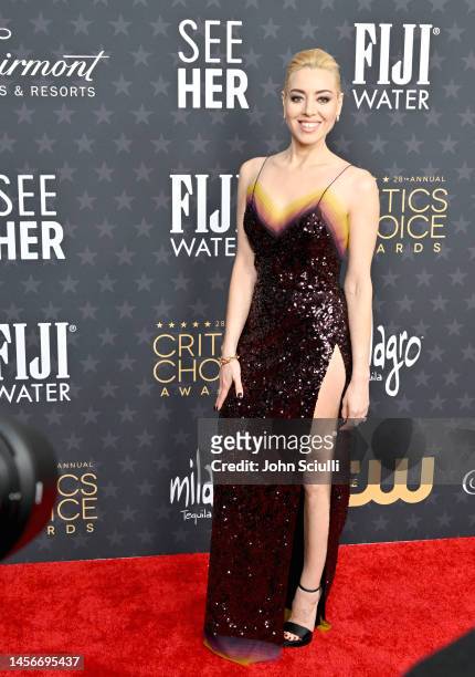 Aubrey Plaza with FIJI Water at the 28th Annual Critics' Choice Awards at Fairmont Century Plaza on January 15, 2023 in Los Angeles, California.