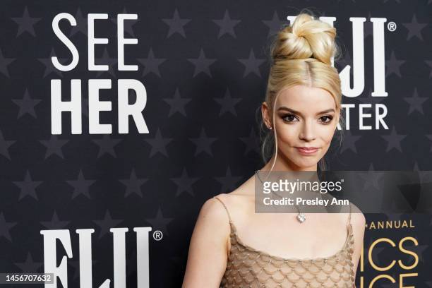 Anya Taylor-Joy attends as Janelle Monáe accepts the Seventh Annual #SeeHer Award at 2023 Critics' Choice Awards on January 15, 2023 in Los Angeles,...