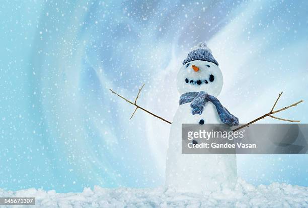 snowman with arms open - snowman photos et images de collection