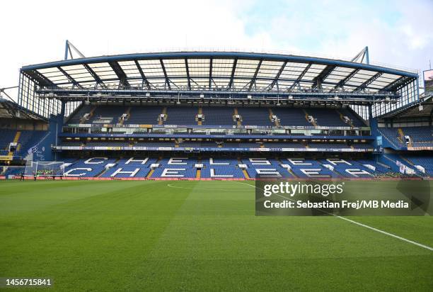 General view of the stadium during the Premier League match between Chelsea FC and Crystal Palace at Stamford Bridge on January 15, 2023 in London,...