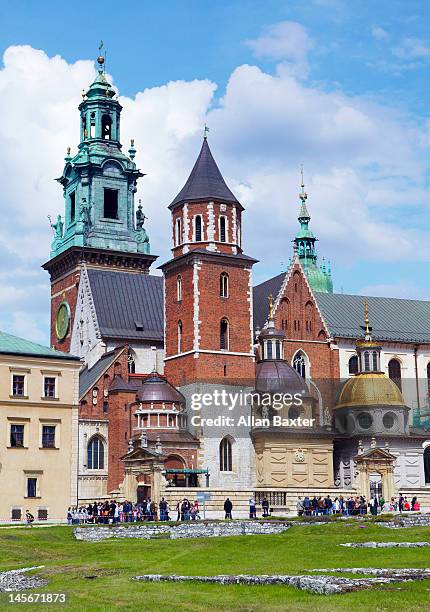 krakow royal castle and cathedral - krakow stockfoto's en -beelden