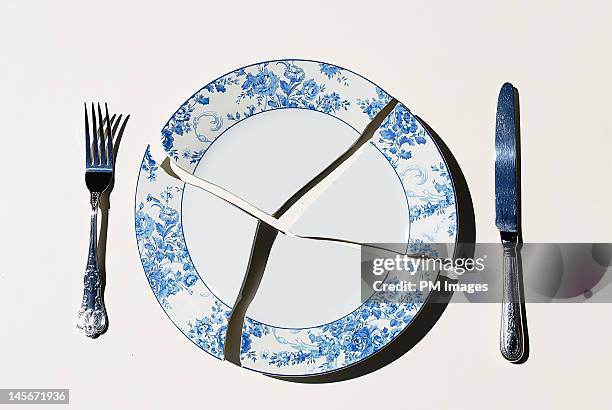 broken plate - fragility fracture stock pictures, royalty-free photos & images