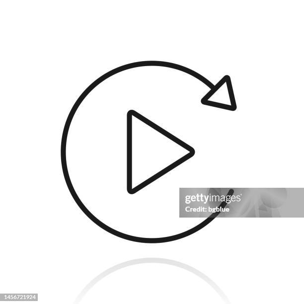 replay. icon with reflection on white background - replay stock illustrations