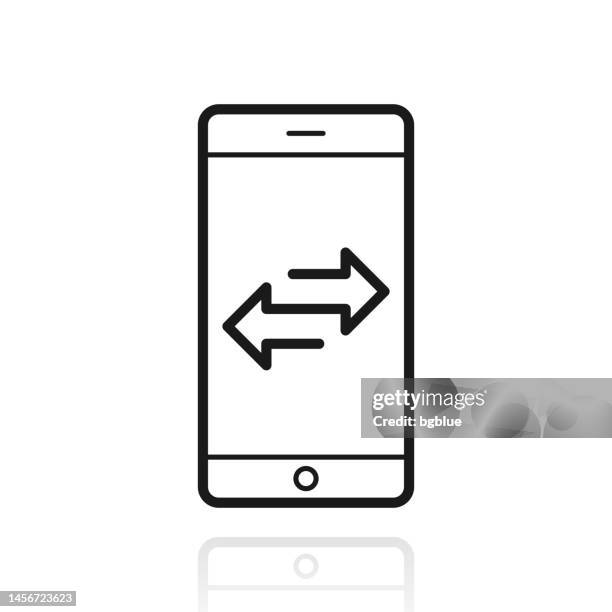 transfer with smartphone. icon with reflection on white background - telephone switch stock illustrations