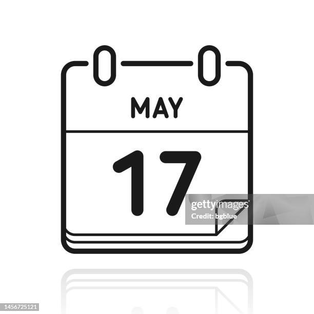 may 17. icon with reflection on white background - 17 may stock illustrations