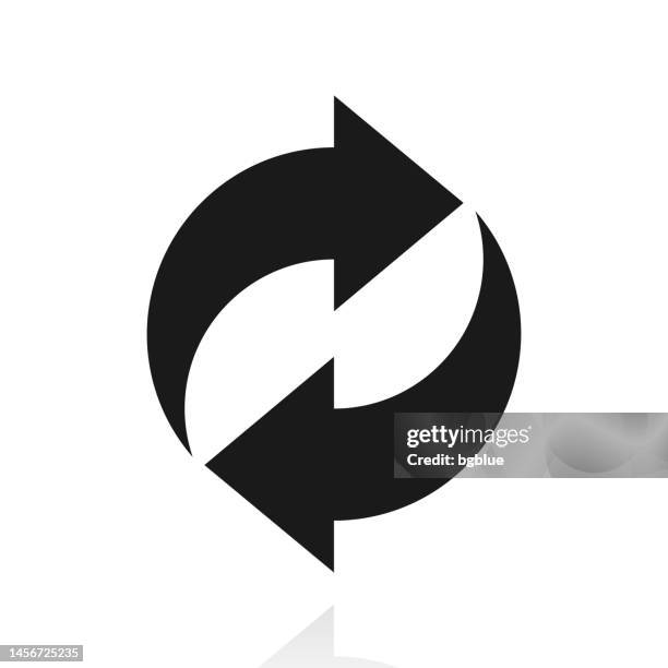 recycle. icon with reflection on white background - replay stock illustrations