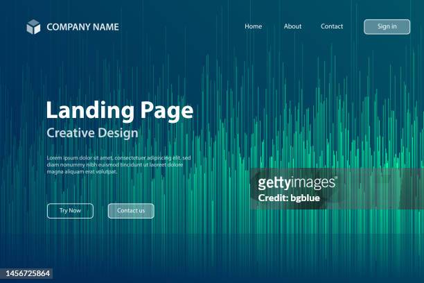 landing page template - abstract background with vertical lines and green gradient - cool office stock illustrations