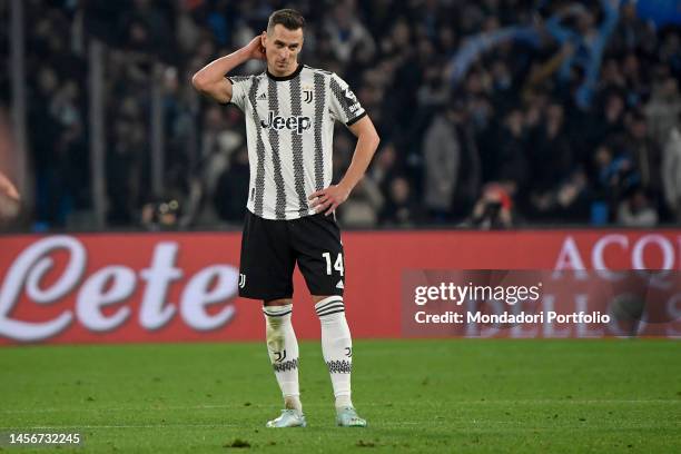 Arkadiusz Milik of Juventus FC reacts during the Serie A football match between SSC Napoli and Juventus FC at Diego Armando Maradona stadium. Napoli...