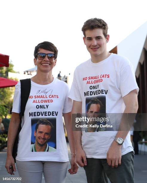 Fans show their support for Daniil Medvedev during day one of the 2023 Australian Open at Melbourne Park on January 16, 2023 in Melbourne, Australia.