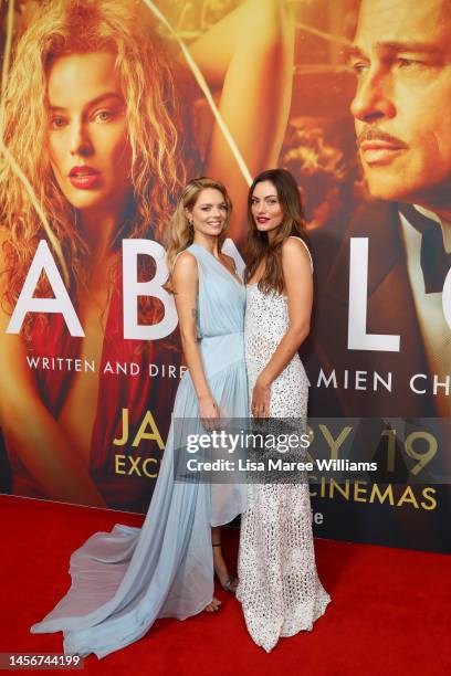 Samara Weaving and Phoebe Tonkin attends the Australian premiere of Babylon at State Theatre on January 16, 2023 in Sydney, Australia.