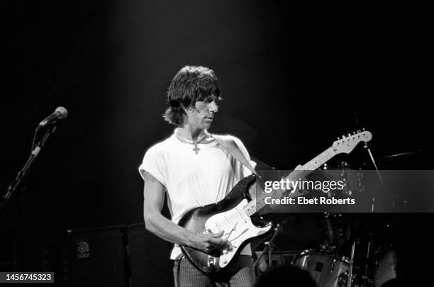 Jeff Beck performing during the Ronnie Lane ARMS Benefit Concert held at the Royal Albert Hall in London, England on September 20, 1983.