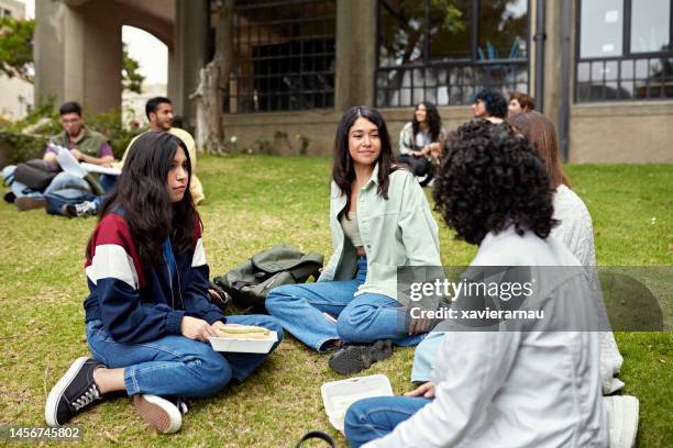 University Break College Students Enjoying Lunch Break Outdoors High-Res Stock Photo ...