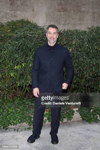 Raoul Bova is seen front row at the Giorgio Armani fashion show during the Milan Menswear Fall/Winter 2023/2024 on January 16, 2023 in Milan, Italy.