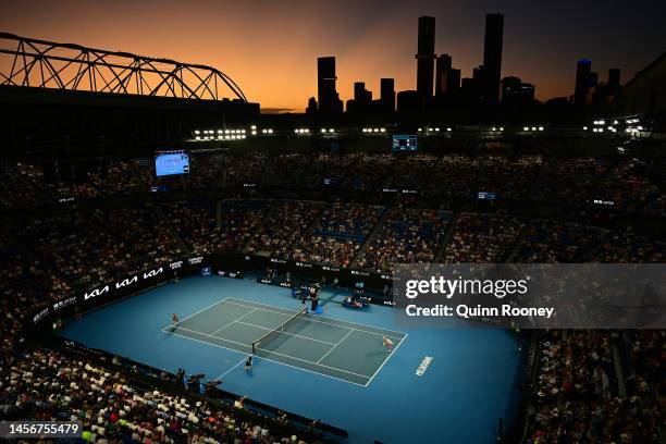 General view of Rod Laver Arena during the round one singles match between Iga Swiatek of Poland amd Julie Niemeier of Germany during day one of the...