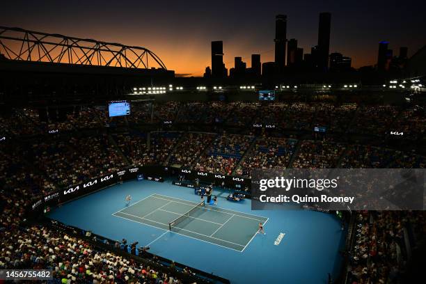 General view of Rod Laver Arena during the round one singles match between Iga Swiatek of Poland amd Julie Niemeier of Germany during day one of the...