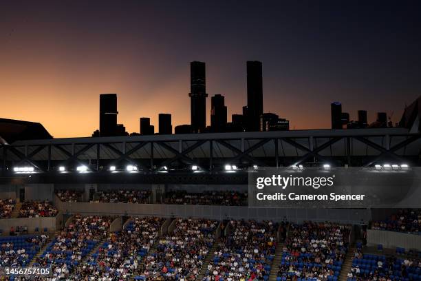 General view of Margaret Court Arena during the round one singles match between Stefanos Tsitsipas of Greece and Quentin Halys of France during day...