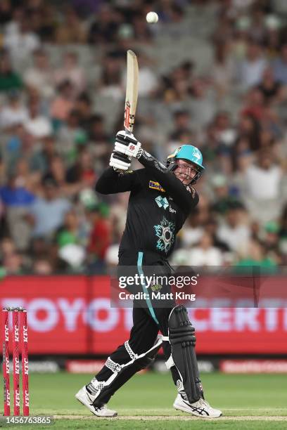 Matthew Renshaw of the Heat bats during the Men's Big Bash League match between the Melbourne Stars and the Brisbane Heat at Melbourne Cricket...