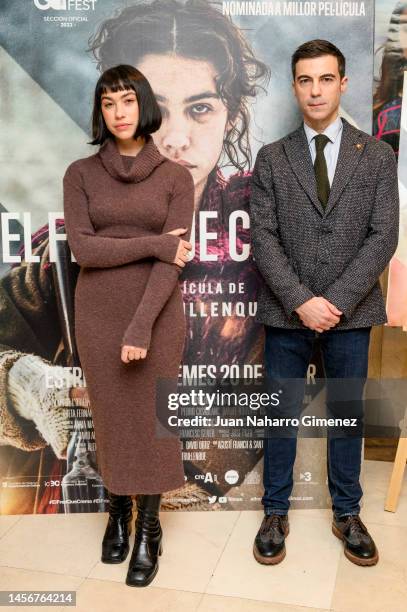 Greta Fernandez and Santi Trullenque attend the "El Fred Que Crema" photocall at Cines Renoir on January 16, 2023 in Madrid, Spain.