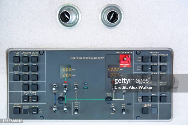 cockpit, flight deck overhead panel of a business aircraft pilatus pc12 - off stock pictures, royalty-free photos & images