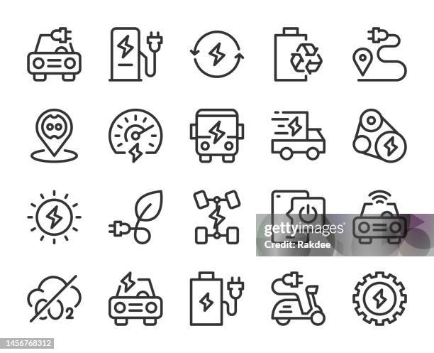 electric car - line icons - mobility scooter stock illustrations