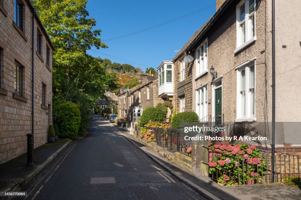 Side Street in the town of Uppermill, Greater Manchester, England