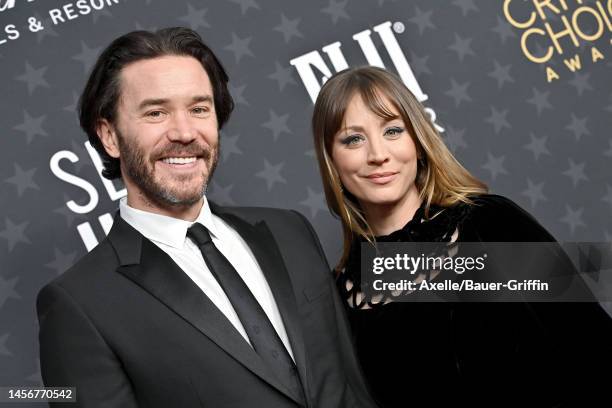 Tom Pelphrey and Kaley Cuoco attend the 28th Annual Critics Choice Awards at Fairmont Century Plaza on January 15, 2023 in Los Angeles, California.