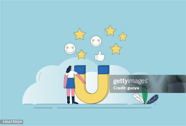 magnets, women, stars, smileys, likes. - retention stock illustrations