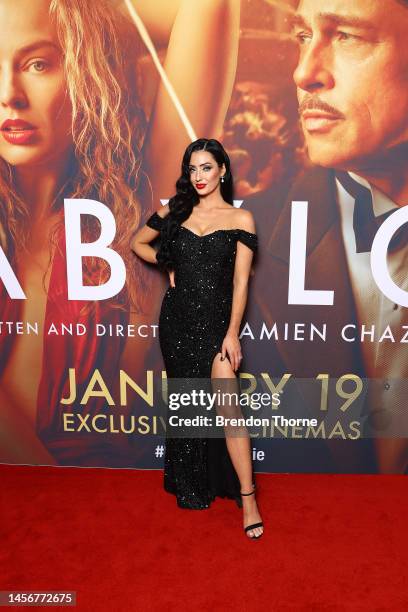 Dani Dacic attends the Australian Premiere of Babylon at State Theatre on January 16, 2023 in Sydney, Australia.