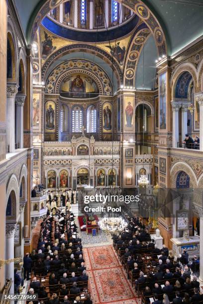 General view of the funeral of Former King Constantine II of Greece on January 16, 2023 in Athens, Greece. Constantine II, Head of the Royal House of...