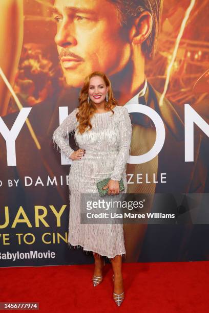 Jules Robinson attends the Australian premiere of Babylon at State Theatre on January 16, 2023 in Sydney, Australia.