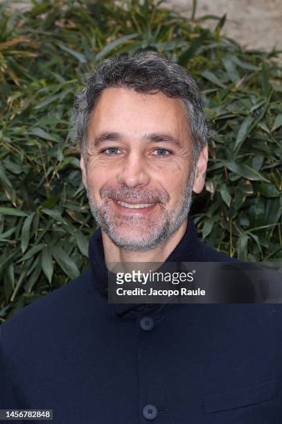 Raul Bov is seen front row at the Giorgio Armani fashion show during the Milan Menswear Fall/Winter 2023/2024 on January 16, 2023 in Milan, Italy.