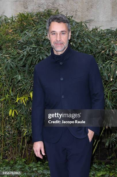 Raul Bov is seen front row at the Giorgio Armani fashion show during the Milan Menswear Fall/Winter 2023/2024 on January 16, 2023 in Milan, Italy.