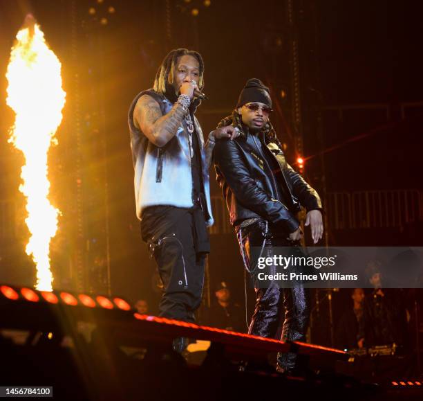 Future and Metro Boomin perform during Future & Friends "One Big Party Tour" at State Farm Arena on January 14, 2023 in Atlanta, Georgia.