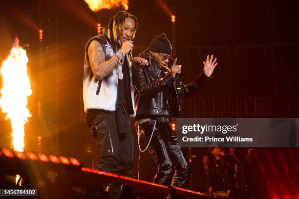 Future and Metro Boomin perform during Future & Friends "One Big Party Tour" at State Farm Arena on January 14, 2023 in Atlanta, Georgia.