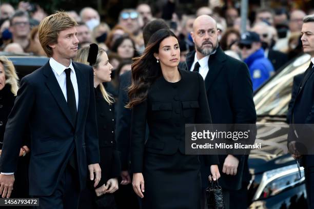 Alessandra de Osma and Prince Christian von Hanover attend the funeral of Former King Constantine II of Greece on January 16, 2023 in Athens, Greece....
