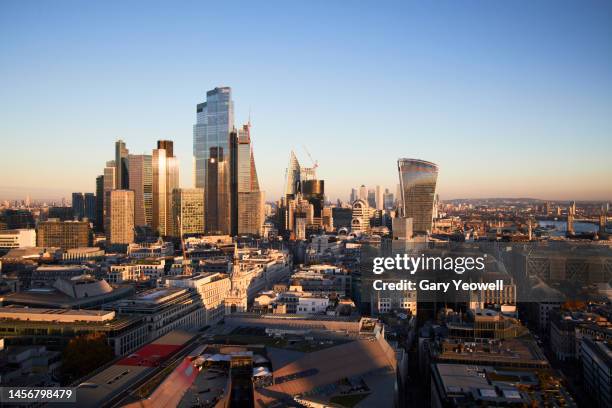 elevated cityscape of london at sunset - central london stock pictures, royalty-free photos & images