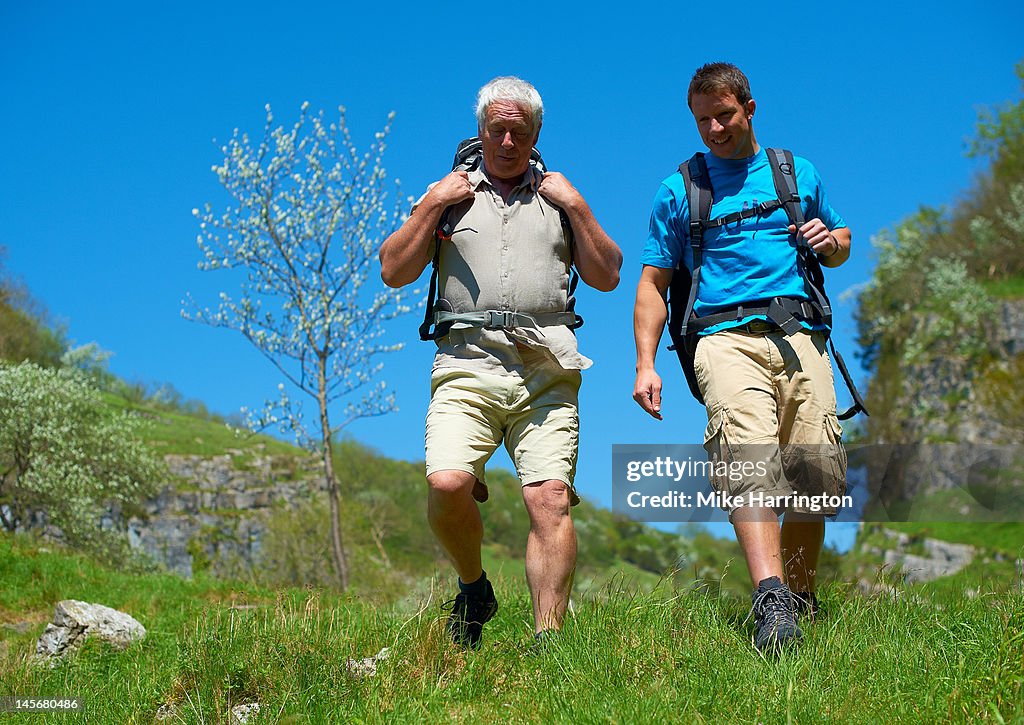 Father and Son Mountain Hiking