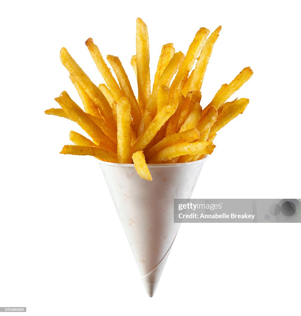 French Fries on White Background